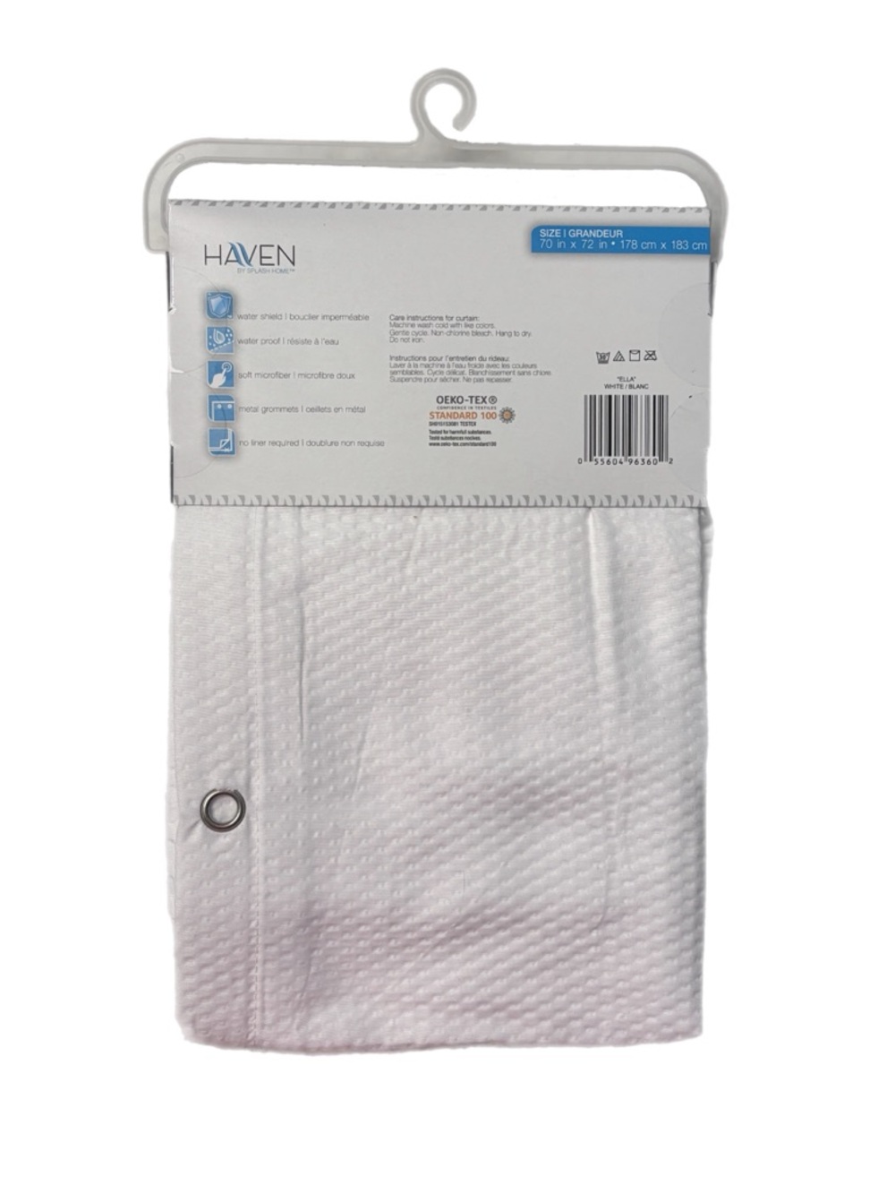 Splash HAVEN White Microfiber Shower Curtain or Liner - Picture 3 of 5